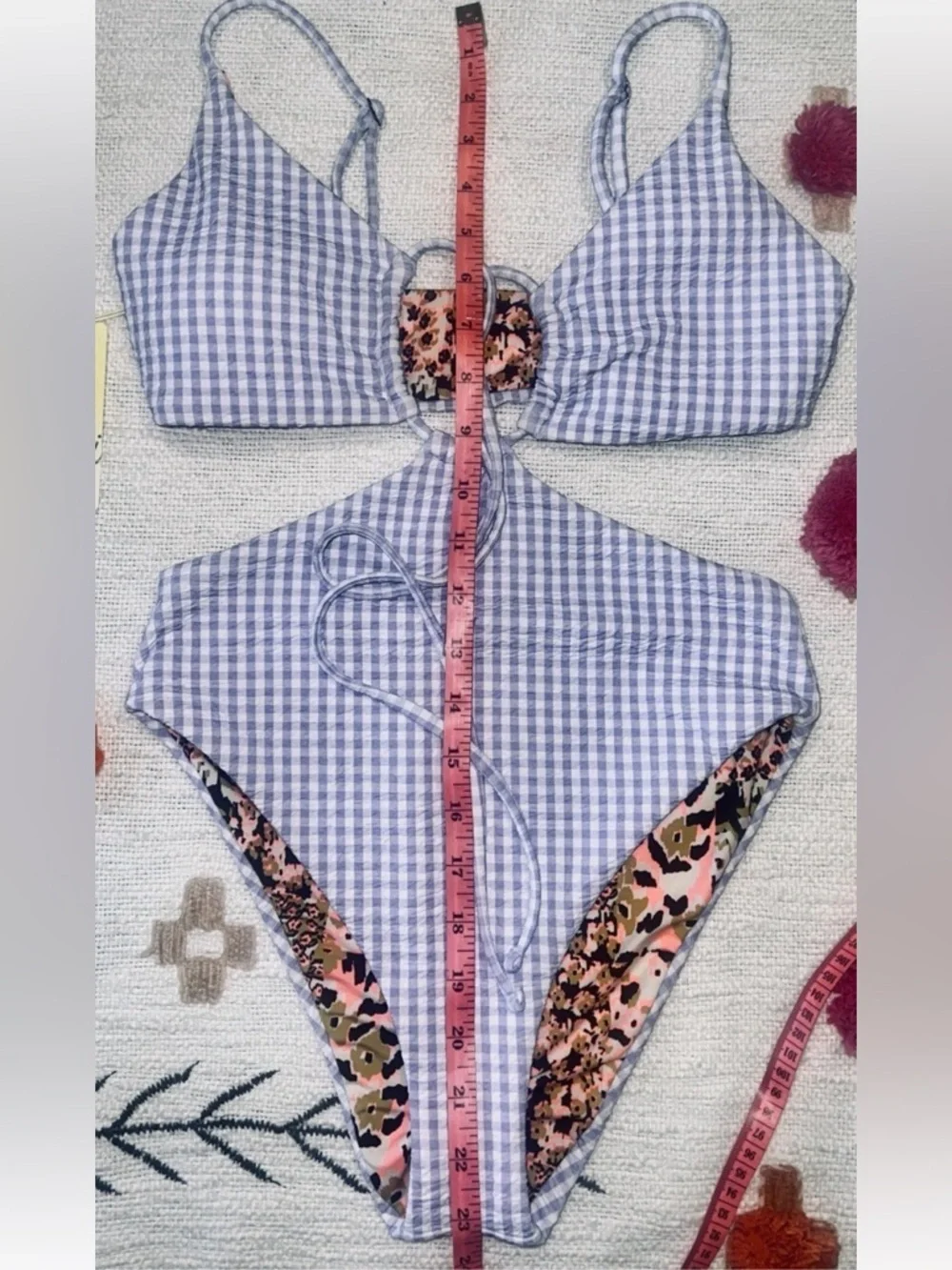 MAAJI Reversible Trikini One Piece Med Purple Gingham 🌞NWT🌞